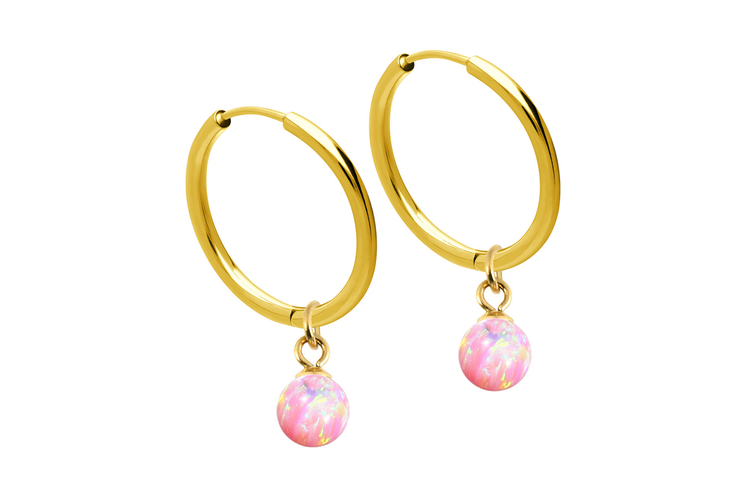 Chirurgenstahl Ohrclicker Creolen SYNTHETISCHER OPAL von Piercingline